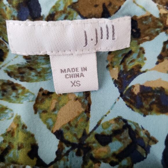 J. Jill Fern Print Button Back Sky Blue Blouse Boxy Viscose Rayon Women XS - Picture 7 of 8